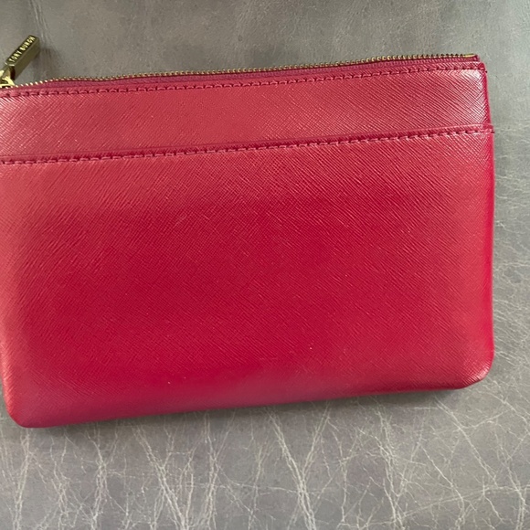 DARK SAHARA SAFFIANO LEATHER "ROBINSON" REVA ZIP POUCH CLUTCH WALLET - Picture 2 of 4